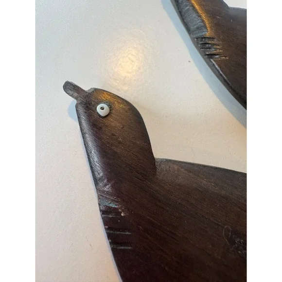 VTG Hand Carved Ebony Wood Swallow Bird Hair Combs African Folk Art Set of 3
